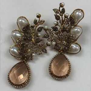 Turkish Gold and Pearl Drop Earrings